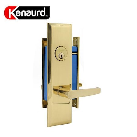 Kenaurd Kenaurd: Mortise Lockset Gold (w/ Lever) - SC1 - 2-3/4" Backset - BIGGER- RH KMLWL234-PB-SC1-RH